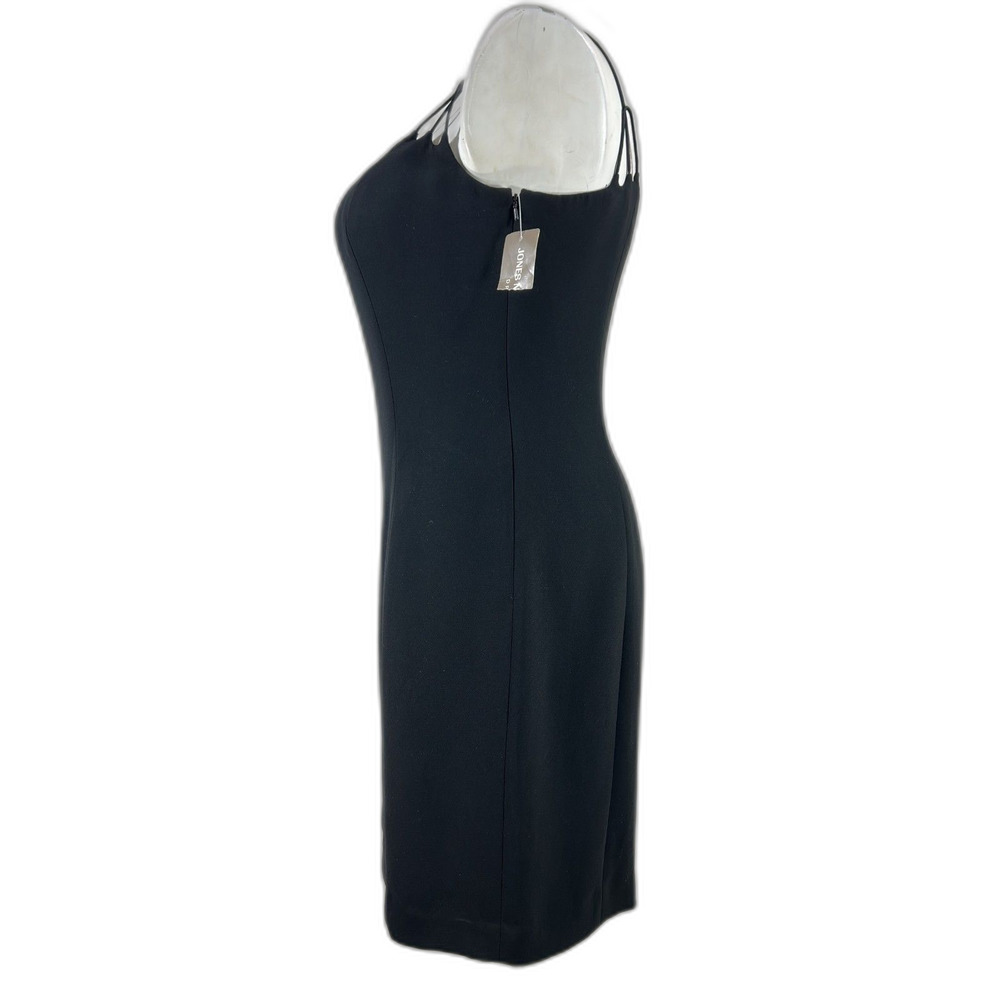 Jones‎ New York Black Dress Size 14 Black Strappy Side Zip Lined Kick Split NWT